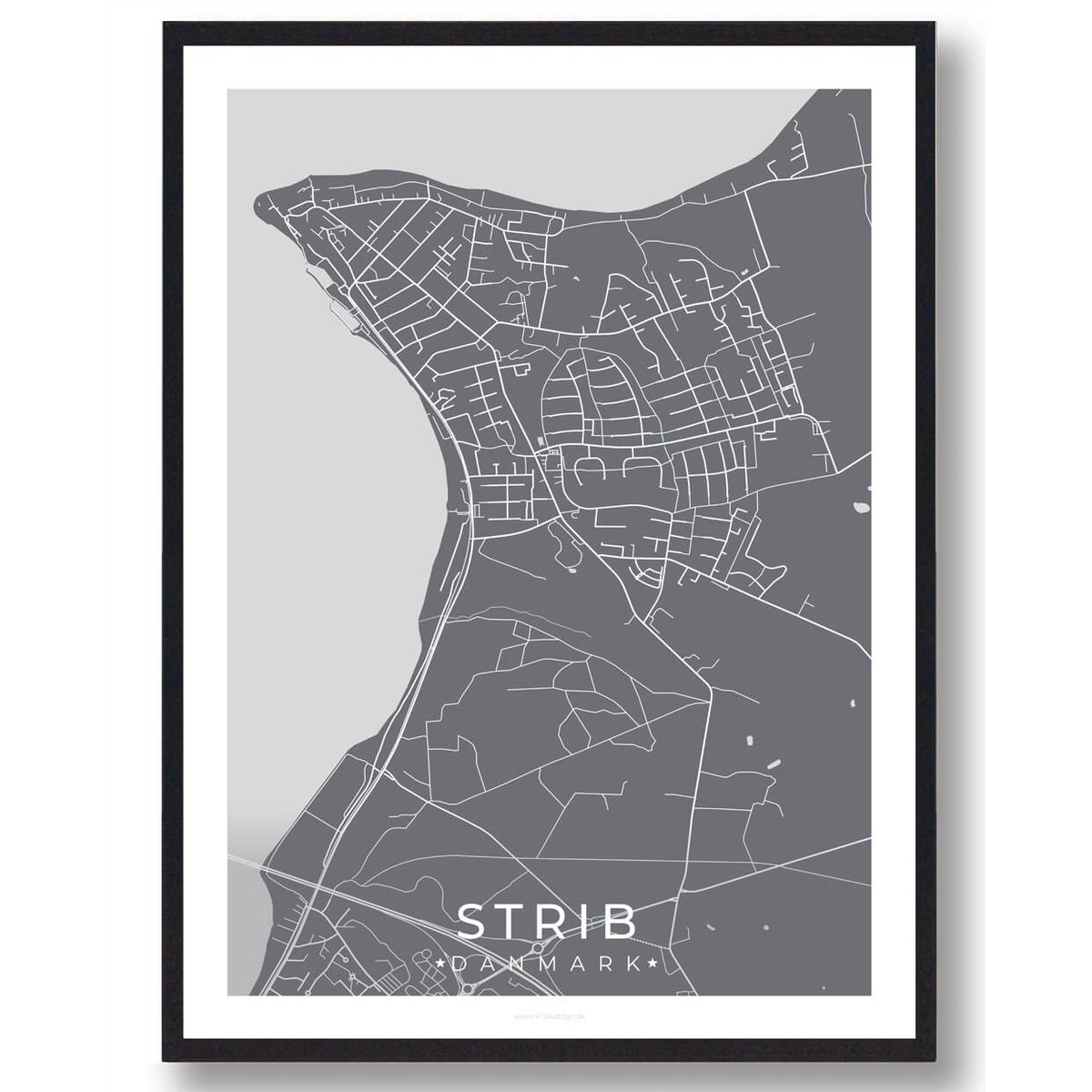 Strib by plakat - grå (Størrelse: S - 21x29,7cm (A4))