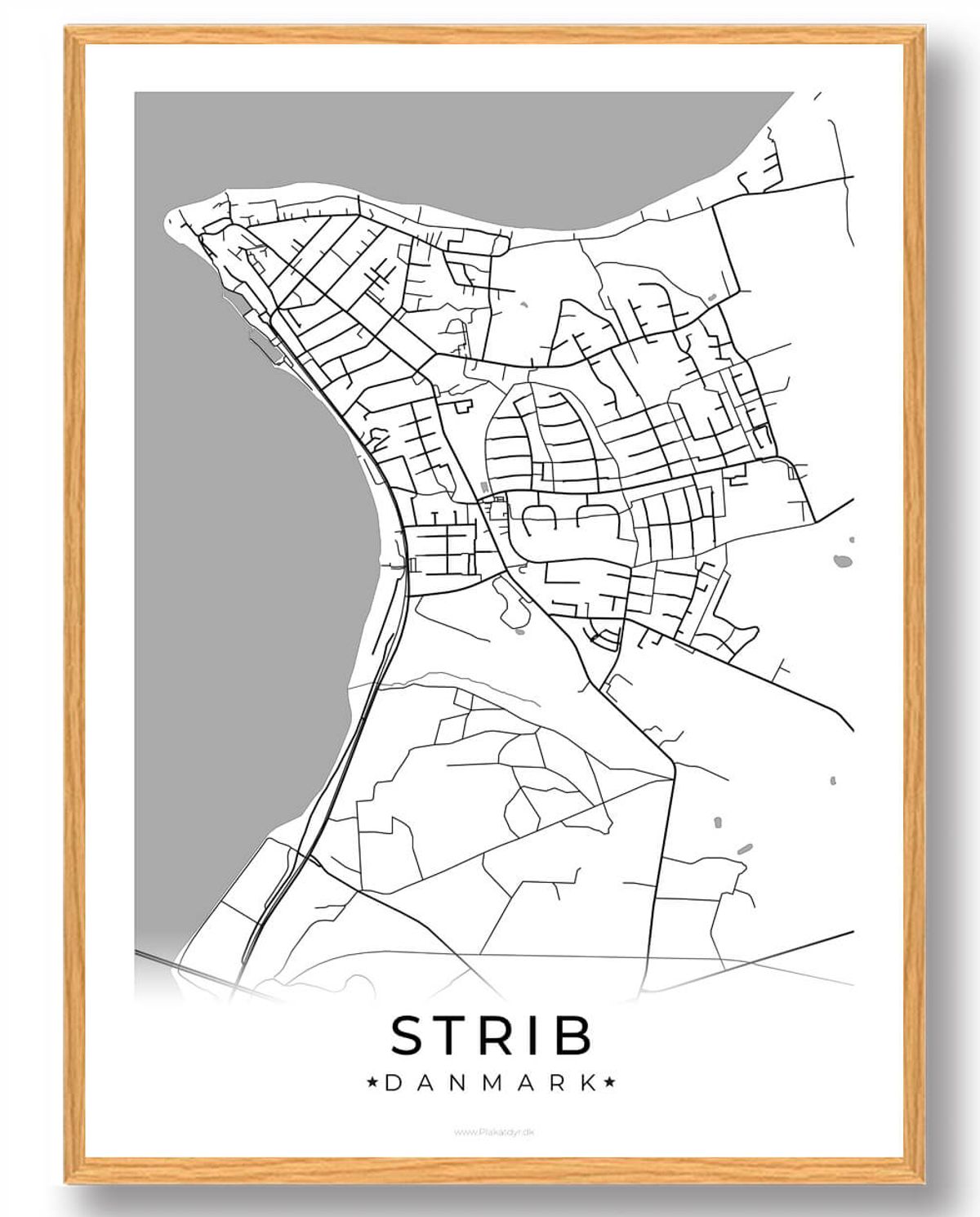 Strib by plakat - hvid (Størrelse: L - 50x70cm (B2))