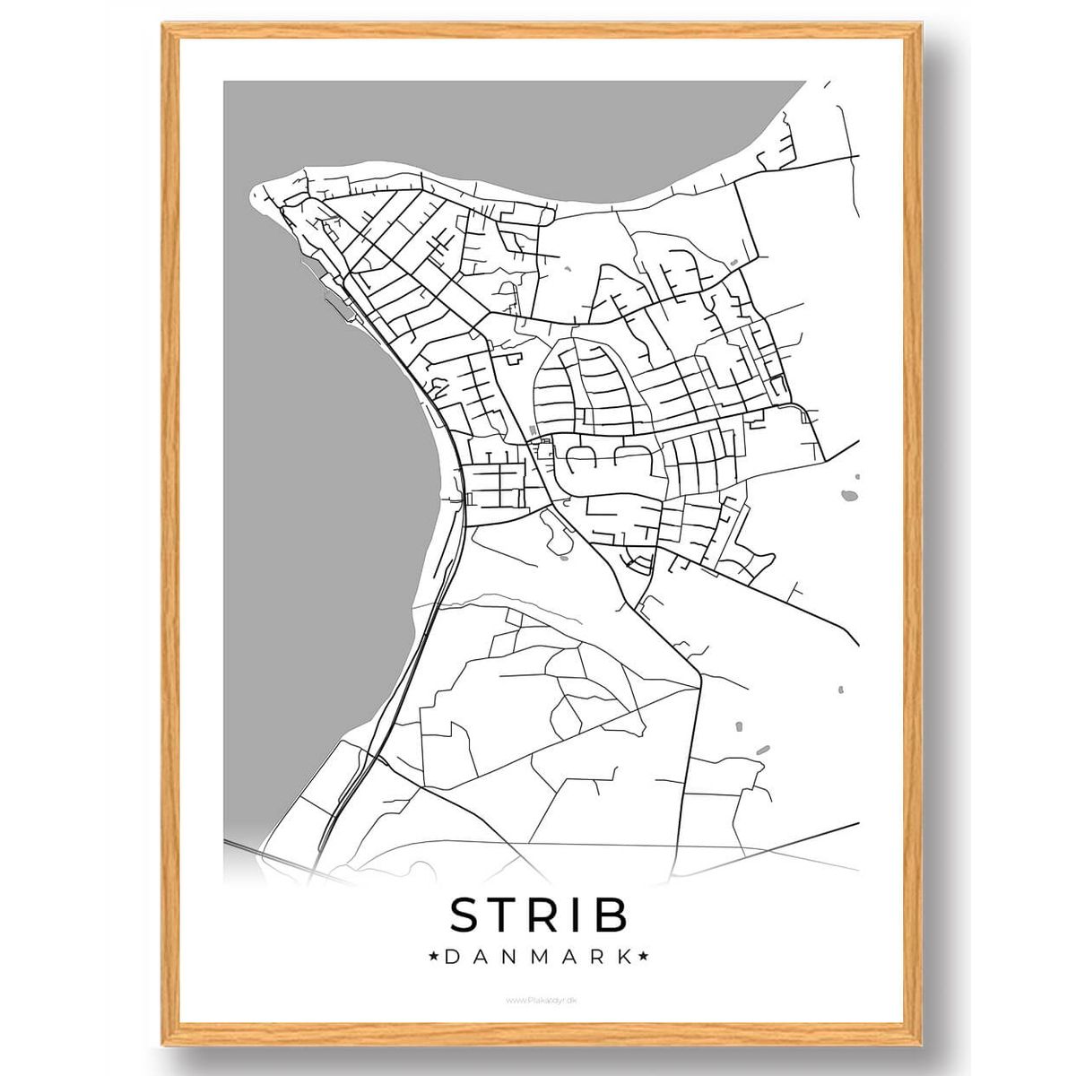 Strib by plakat - hvid (Størrelse: M - 30x40cm)