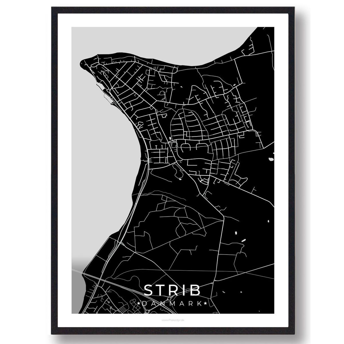 Strib by plakat - sort (Størrelse: M - 30x40cm)