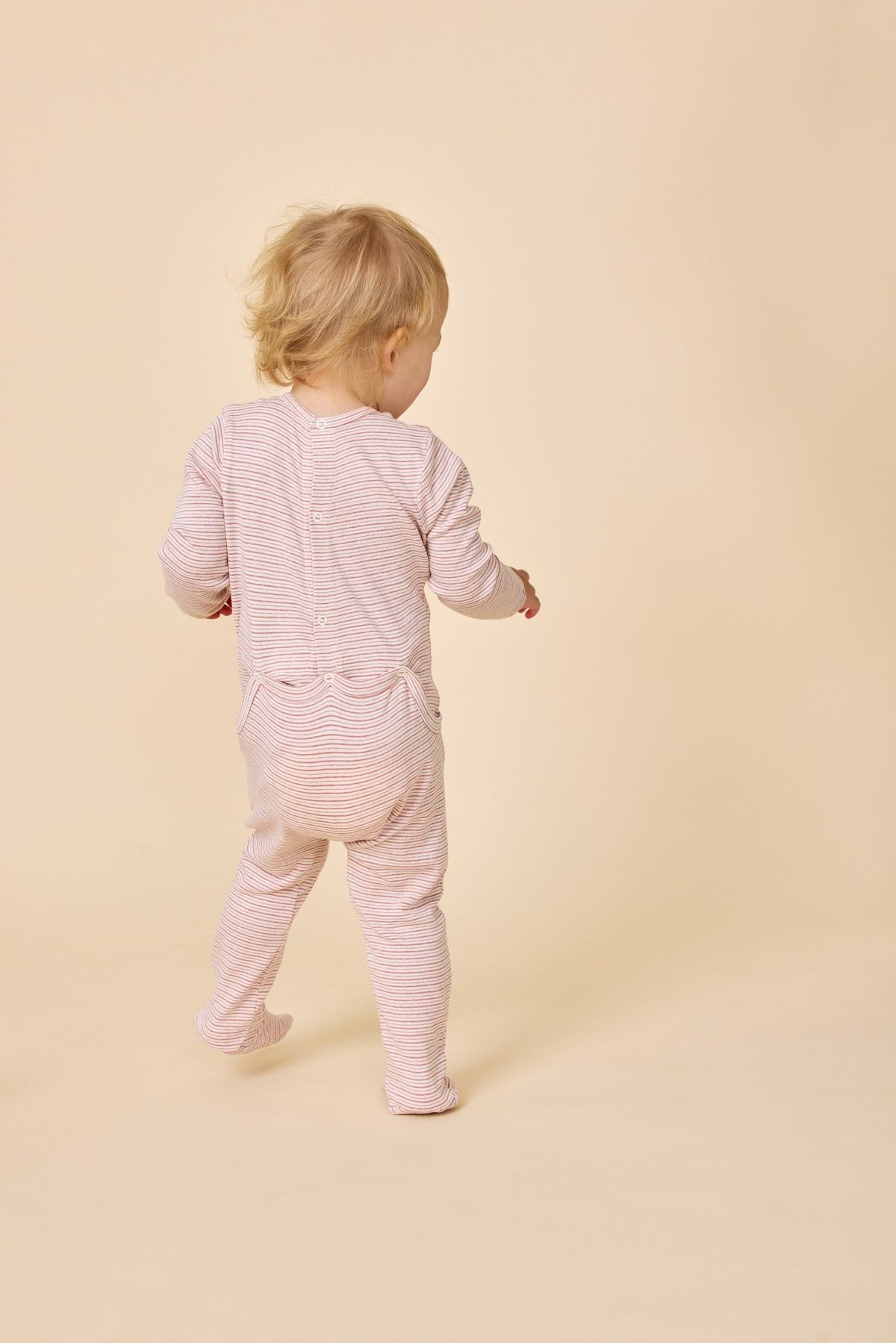 STRIBET HELDRAGT MED RYG LUKNING - SOFT PINK STRIPE - SOFT PINK STRIPE / 62