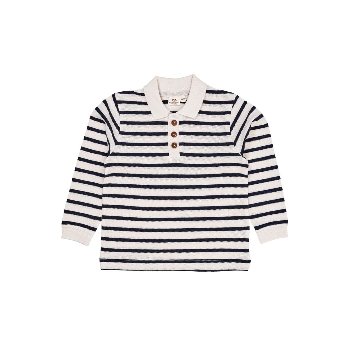 STRIBET POLO MED LANGE ÆRMER - NAVY/CREAM STRIPE - NAVY/CREAM STRIPE / 98