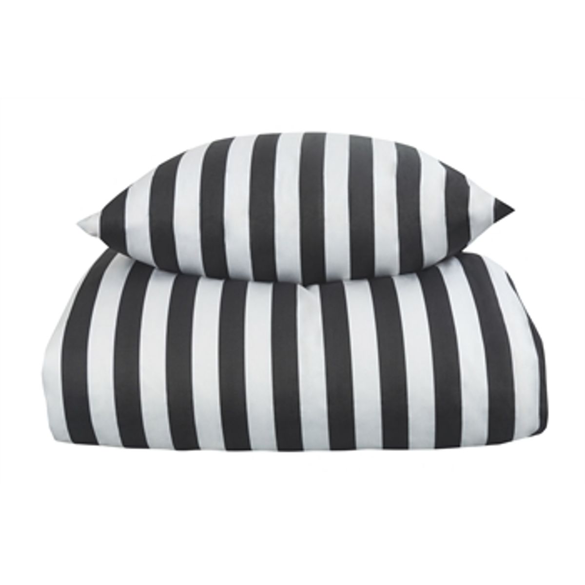 Stribet sengetøj til king size dyne - 240x220 cm - Blødt bomuldssatin - Nordic Stripe - Mørkegråt og hvidt sengesæt