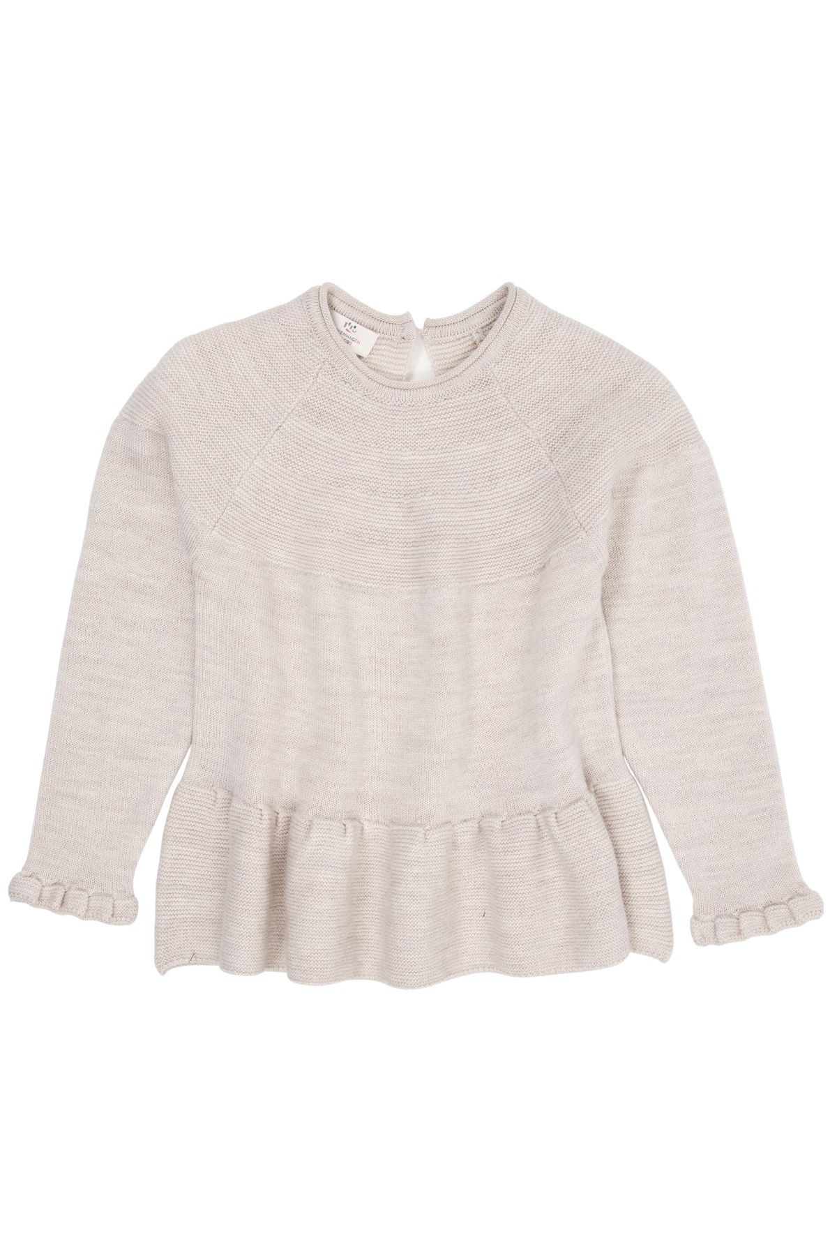 STRIKKET BLUSE M. SKØRT I MERINOULD - PALE CREAM MELANGE - PALE CREAM MELANGE / 116