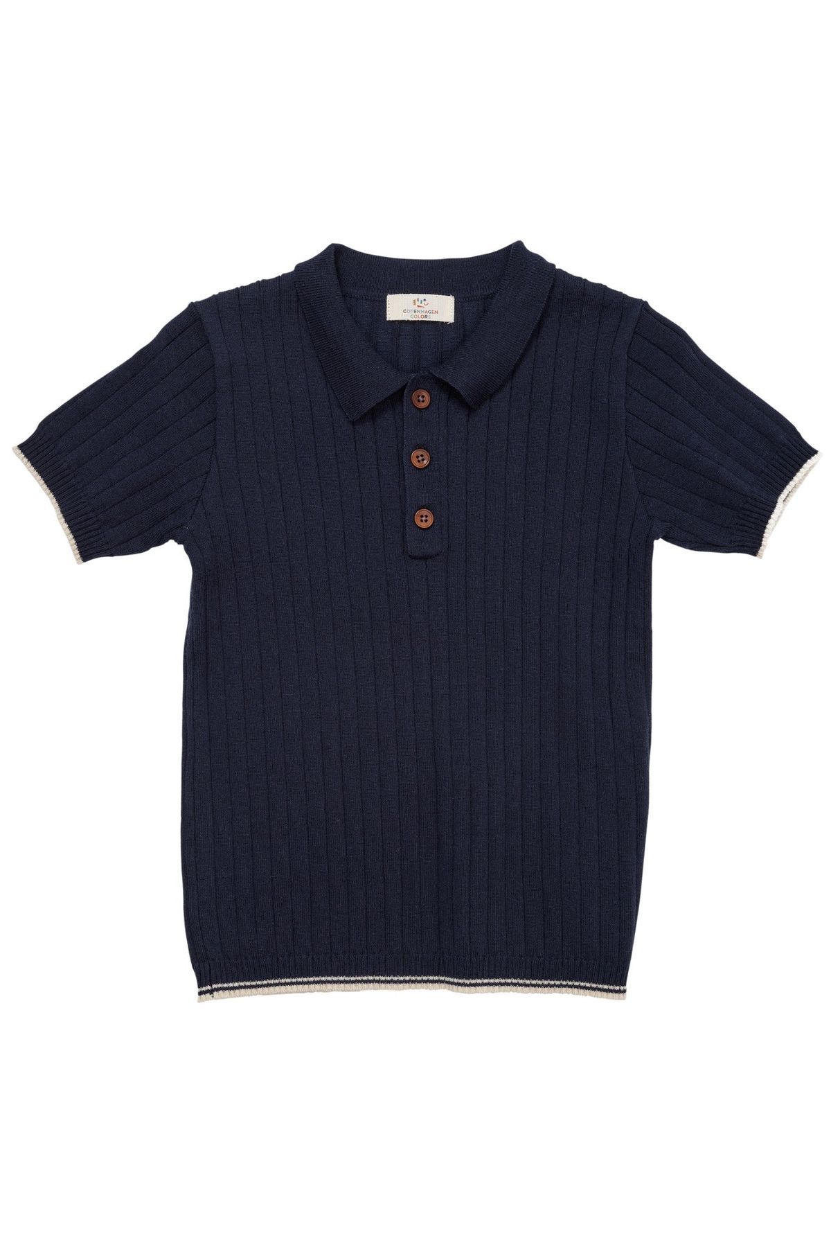 STRIKKET RIB POLO - NAVY/CREAM COMB. - NAVY/CREAM COMB. / 92