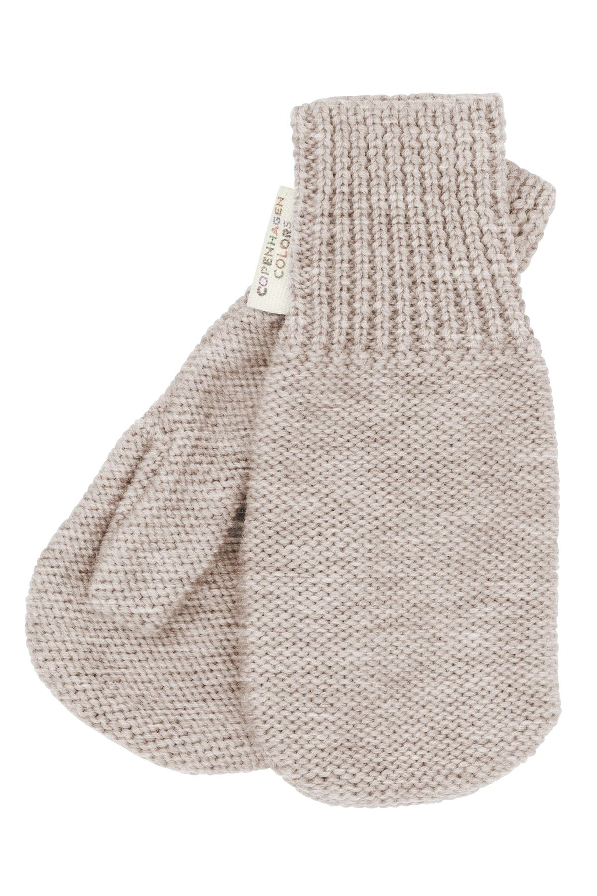 STRIKKET UNISEX VANTER I MERINOULD - PALE CREAM MELANGE - PALE CREAM MELANGE / 80-86/12-18M