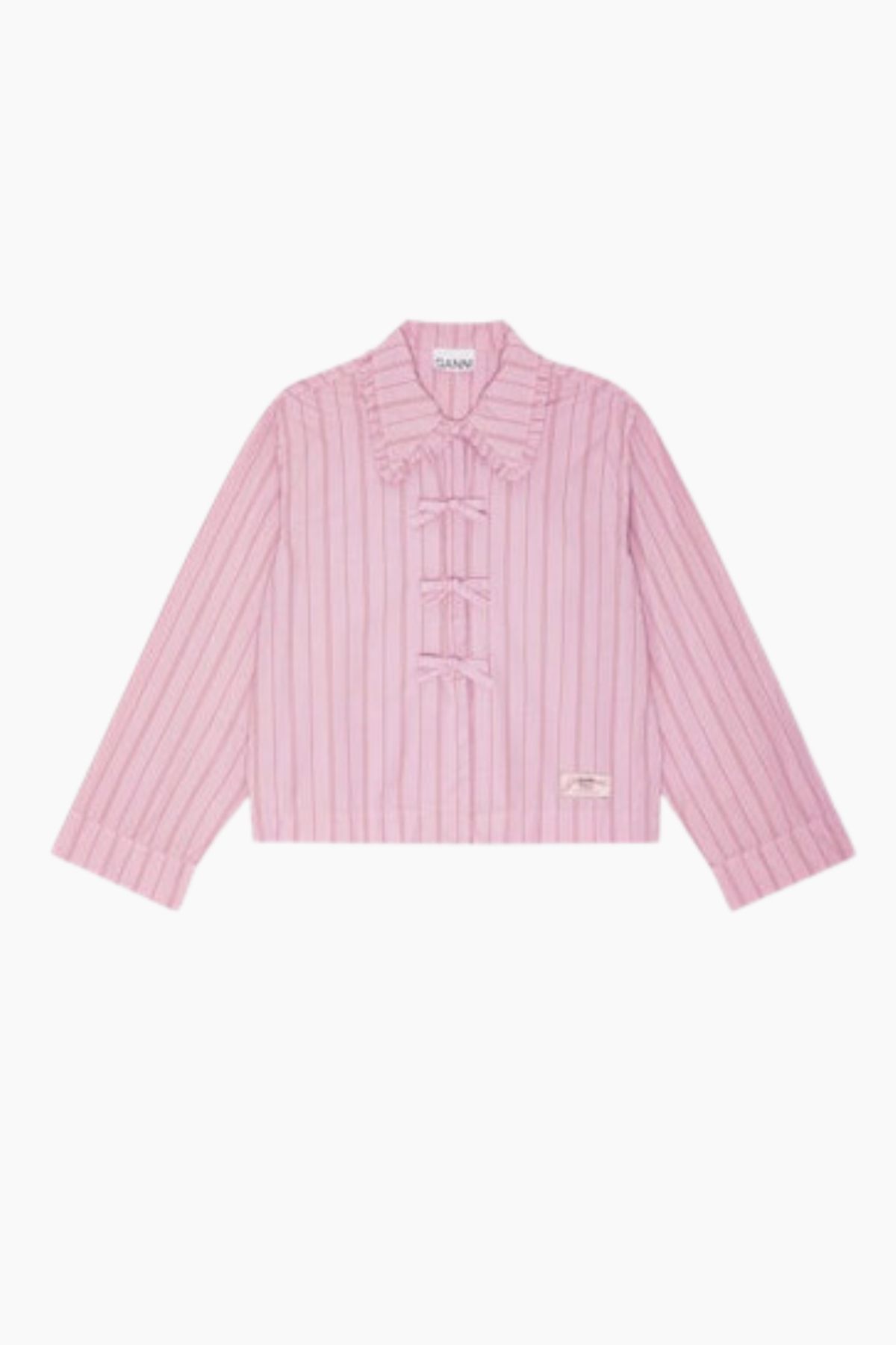 Stripe Cotton Pyjamas Shirt W0326 - Lilac Sachet - GANNI - Lyserød M