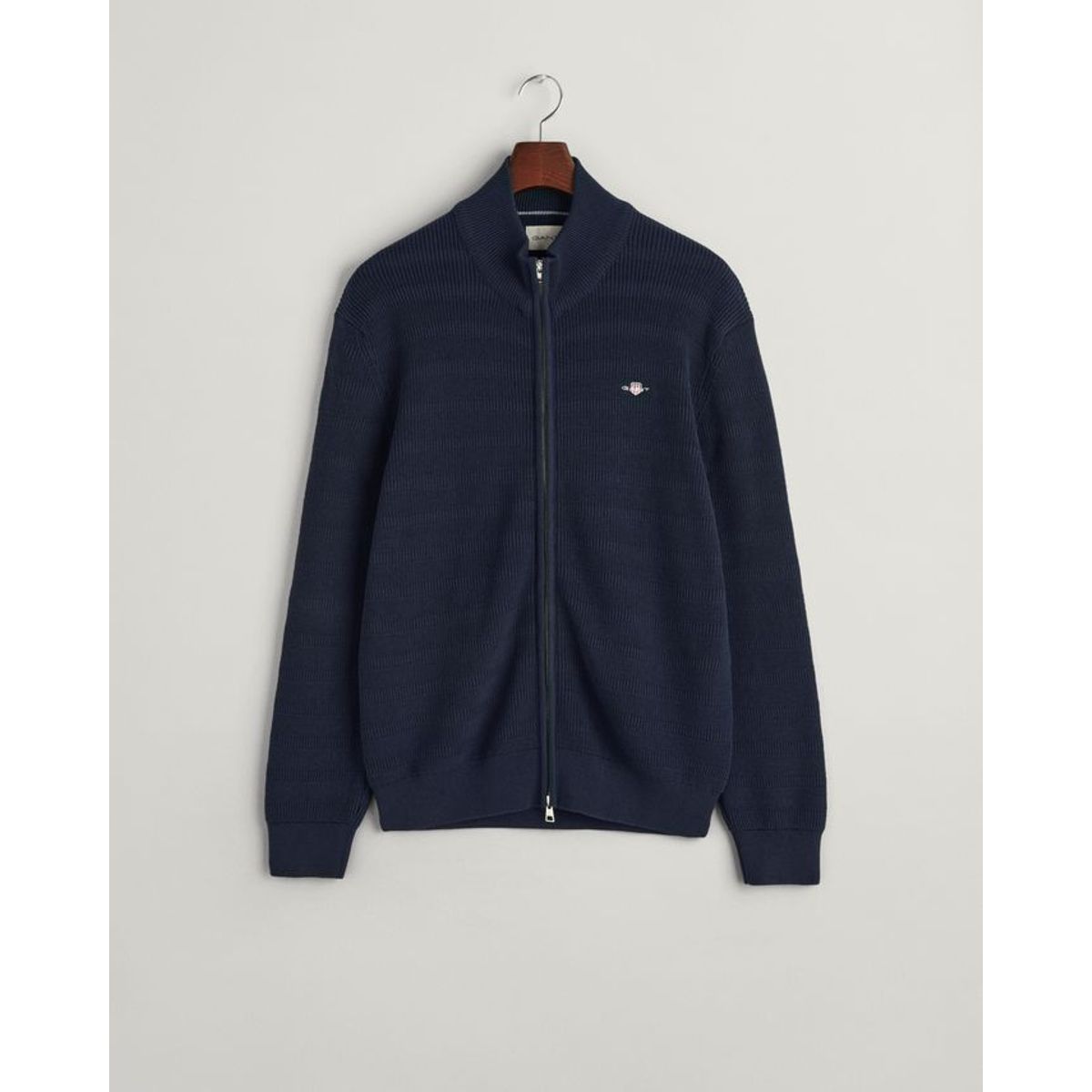 STRIPE TEXTURED COTTON FULL ZIP