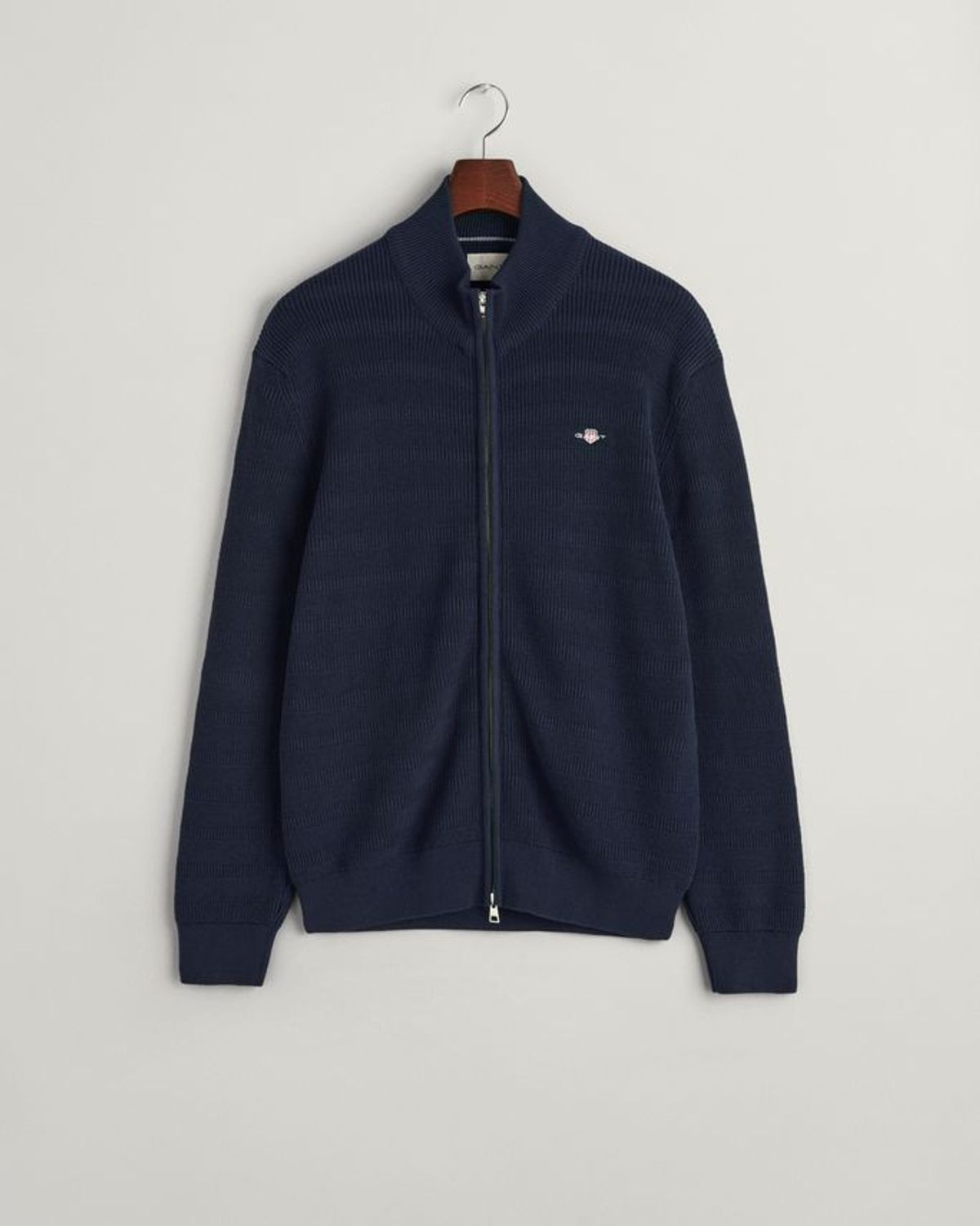 STRIPE TEXTURED COTTON FULL ZIP