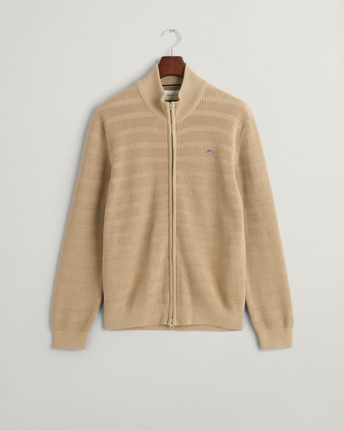 STRIPE TEXTURED COTTON FULL ZIP