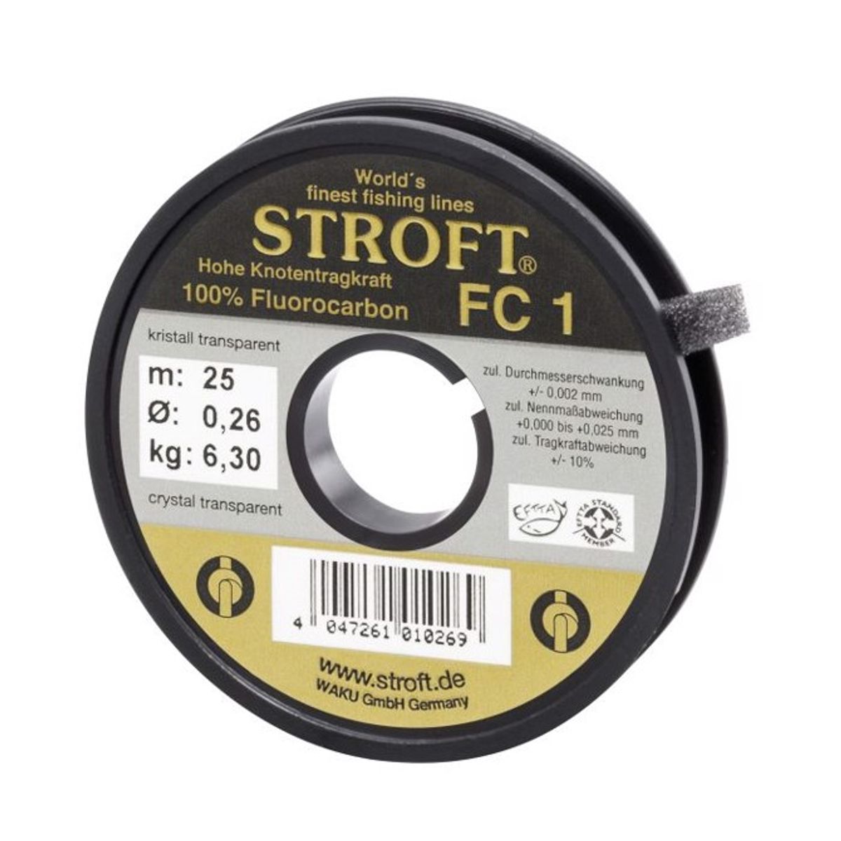 Stroft FC1 100% fluorocarbon 25m-0,26mm / 6,3kg - Fluorocarbon