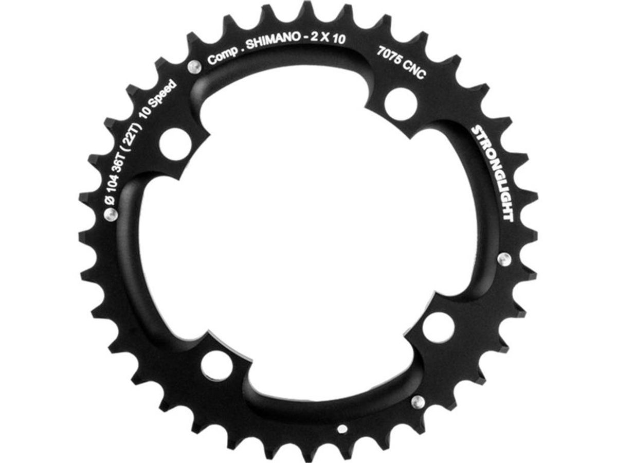 Stronglight klinge - 36 tands - ø104 mm - 4 huller - 2x10 speed - Alu - Sort