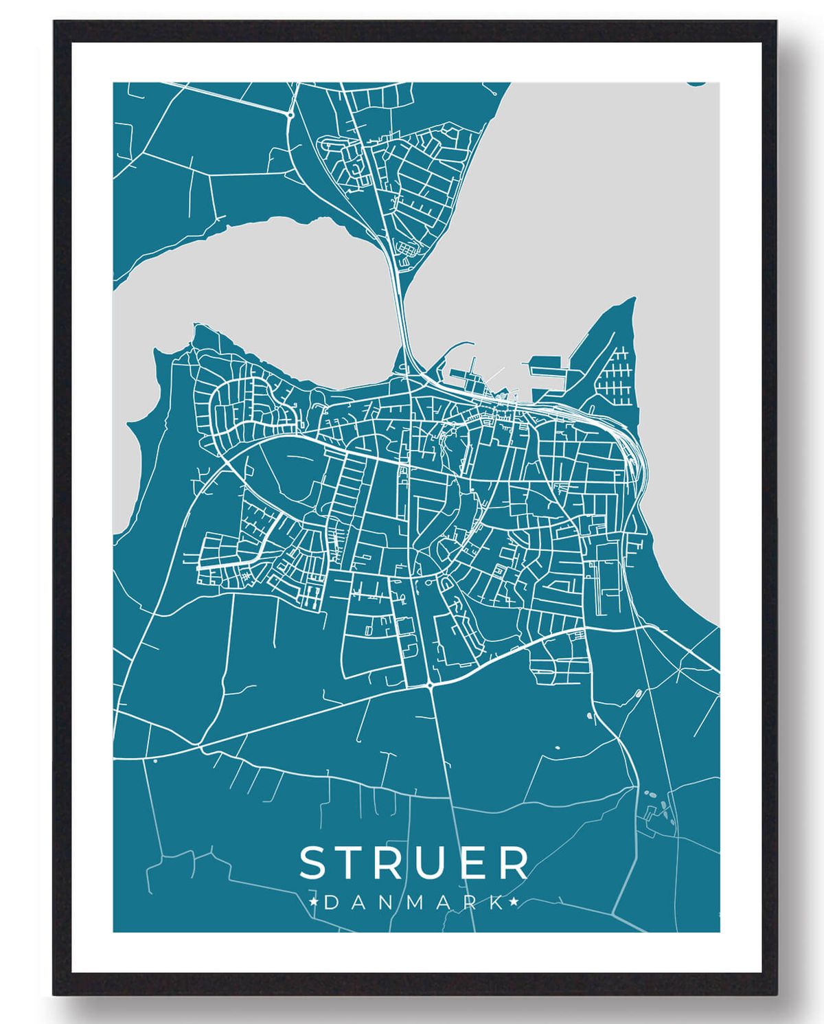 Struer by plakat - blå (Størrelse: L - 50x70cm (B2))