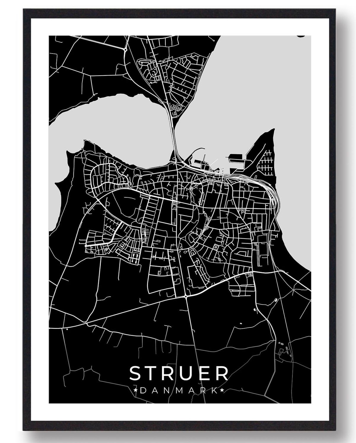 Struer by plakat - sort (Størrelse: L - 50x70cm (B2))