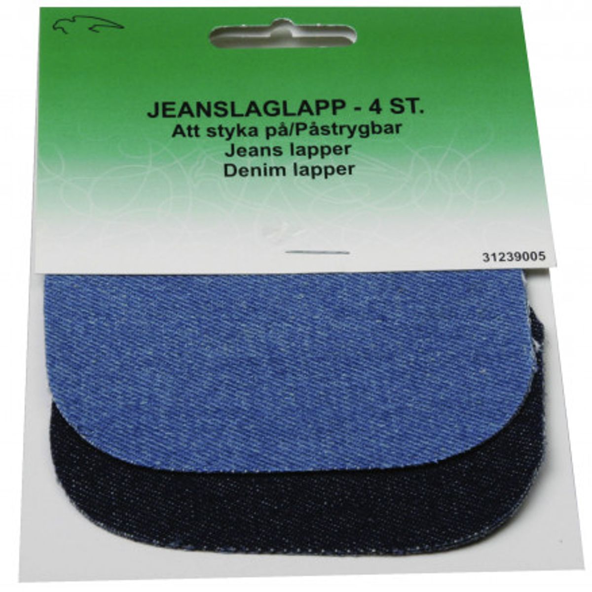 Strygemærke/Reparationslap Jeans Oval Lys og Mørk Denim 8x9cm - 4 stk