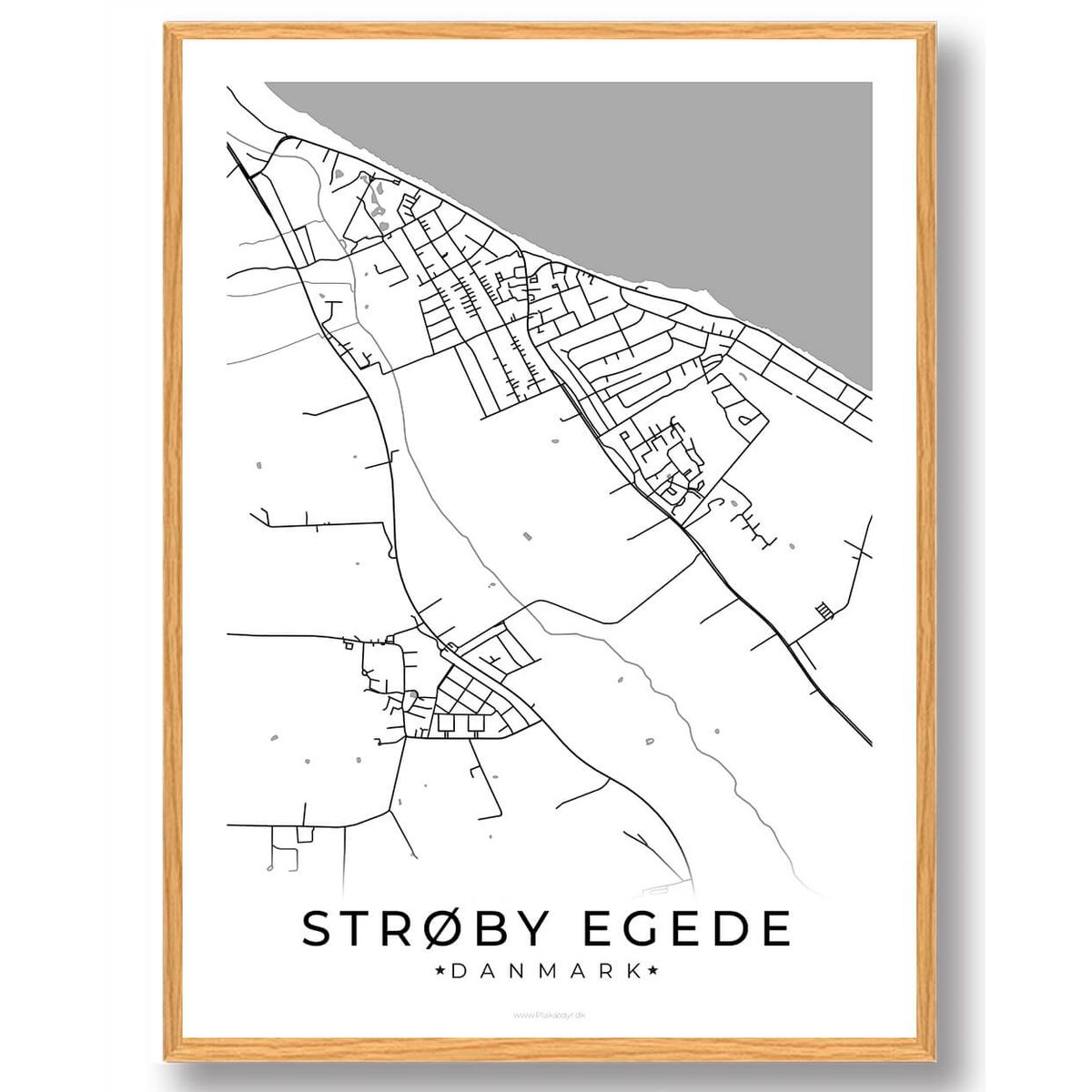 Strøby Egede by plakat - hvid (Størrelse: XS - 15x21cm (A5))