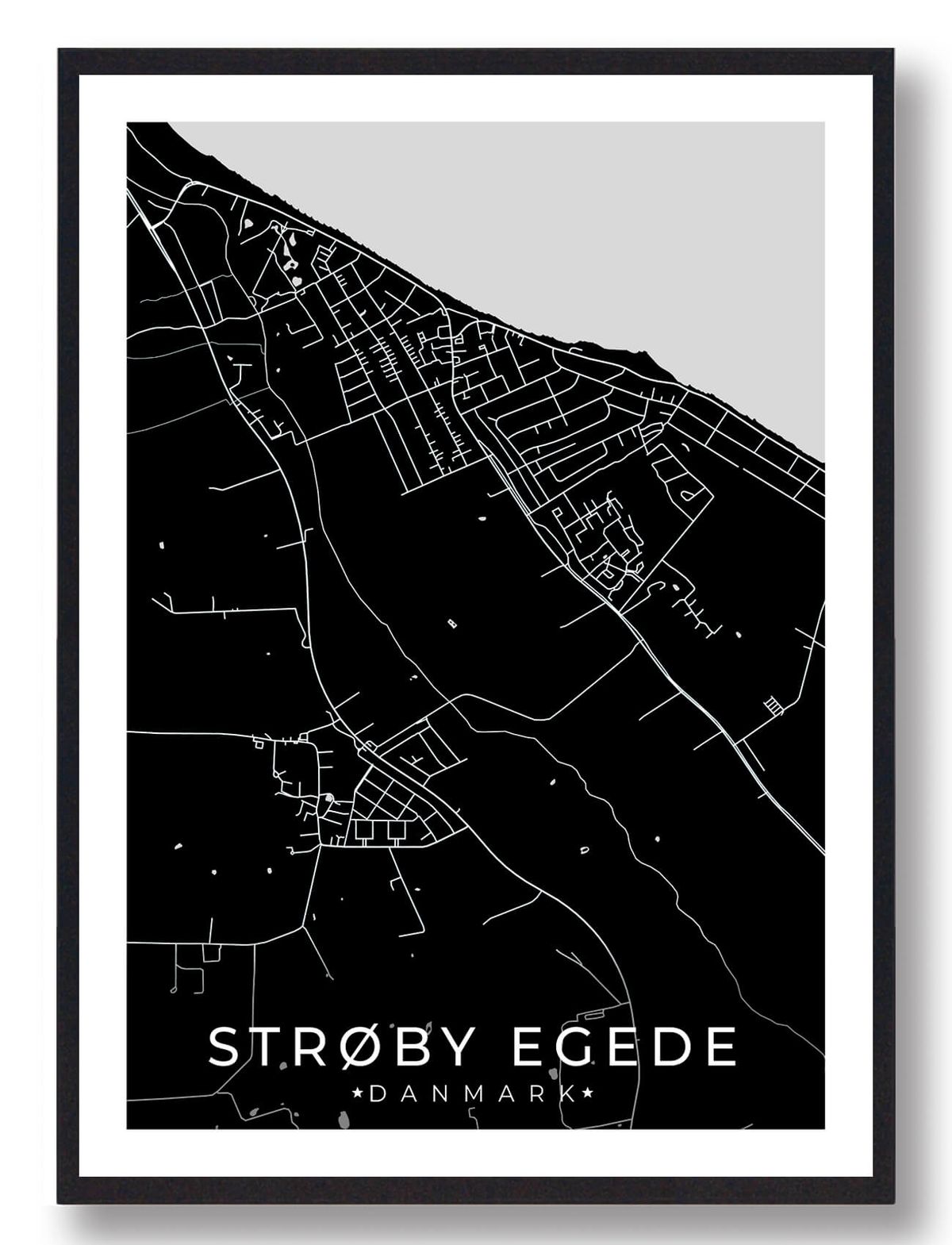 Strøby Egede by plakat - sort (Størrelse: L - 50x70cm (B2))