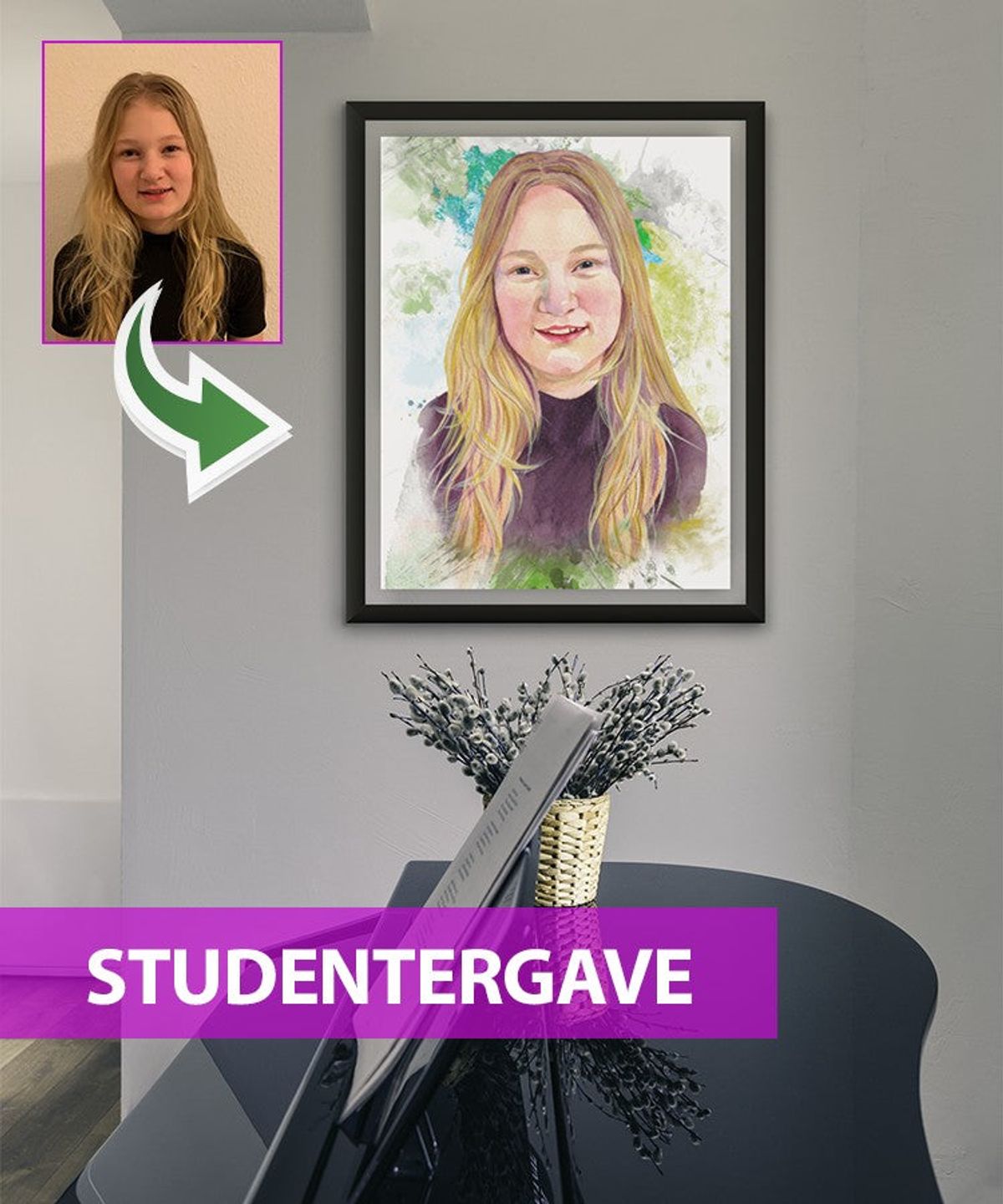 Studentergave - Vandmaleri efter dine fotos