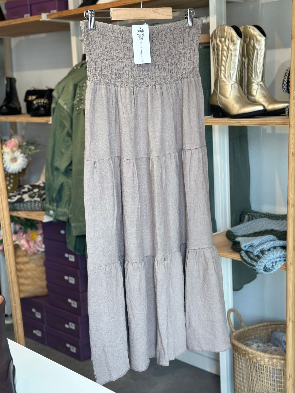 Stäjl Boho Skirt-Beige