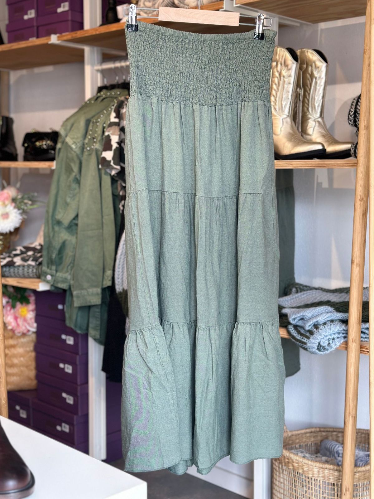 Stäjl Boho Skirt-Khaki