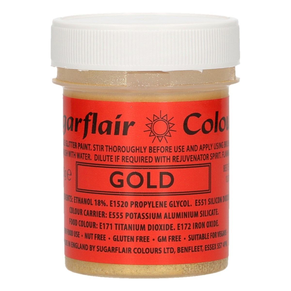 Sugarflair - Spiselig Maling Gold, 35g