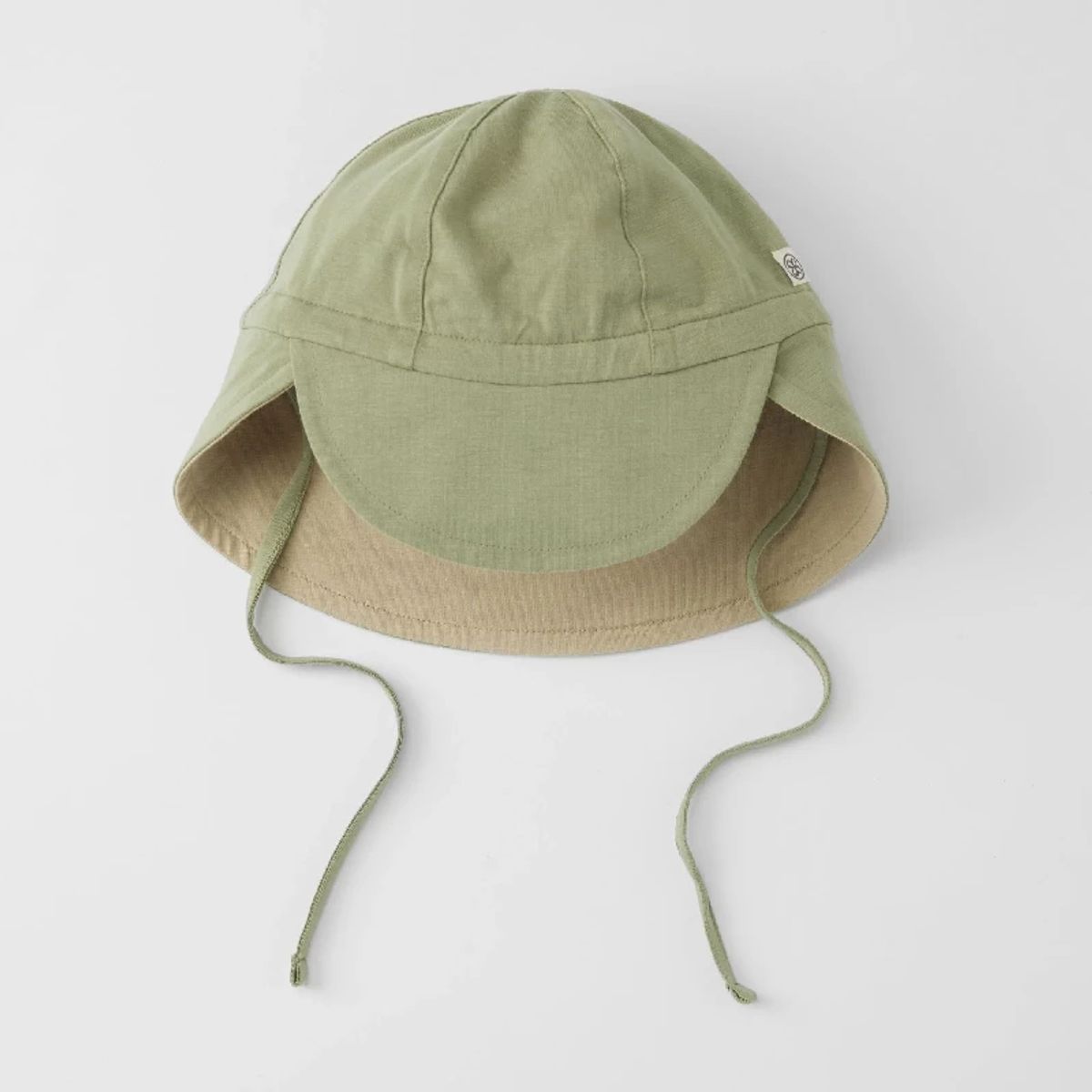 Sun Hat (reversible) - Olive Green/Sandy Beach (6-12m)