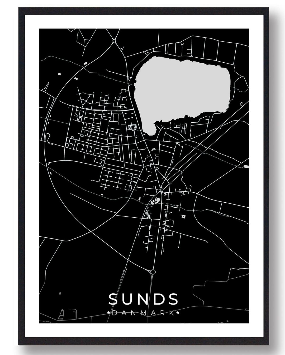 Sunds by plakat - sort (Størrelse: L - 50x70cm (B2))