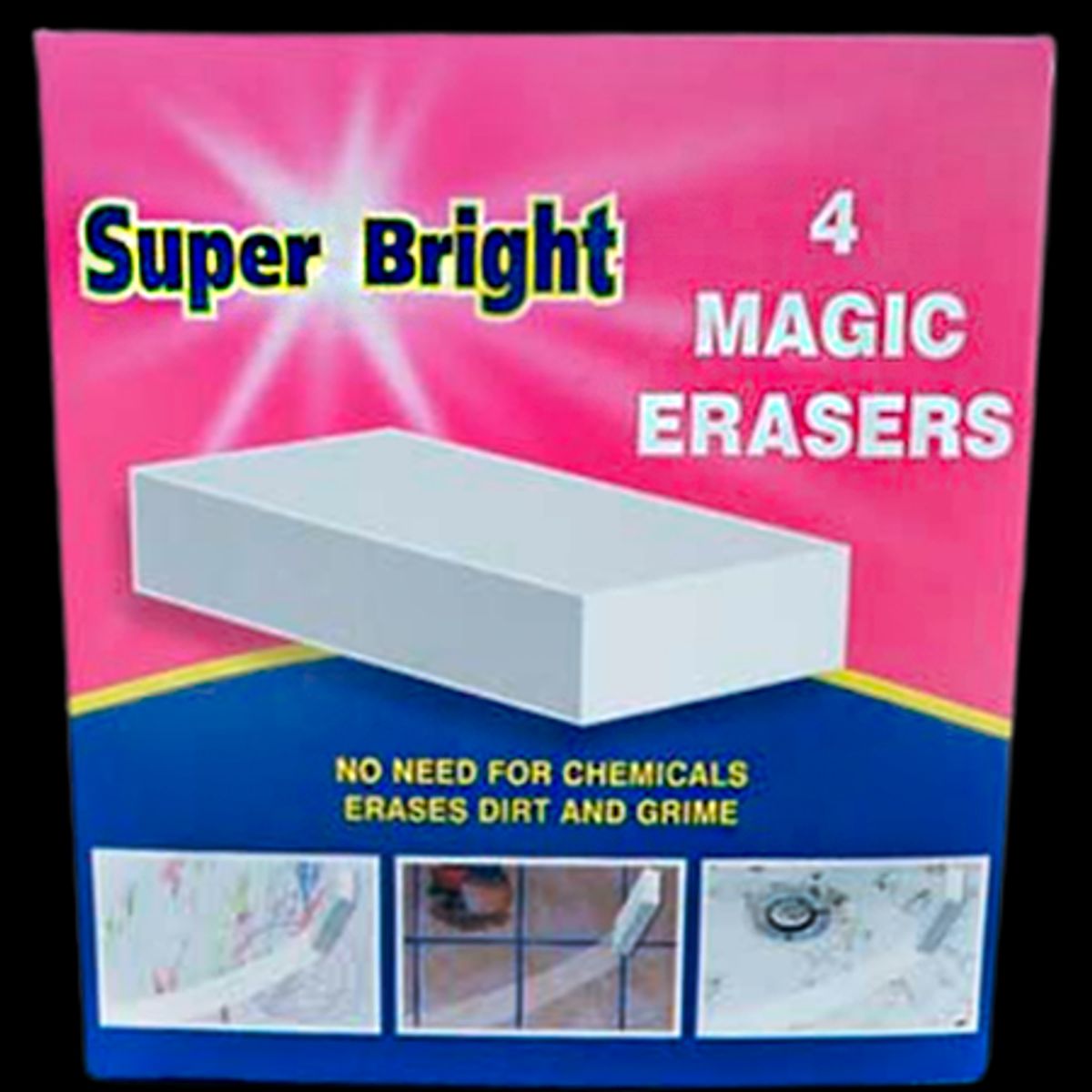 Super Bright Magic Erasers Nano Svamp - 4 stk