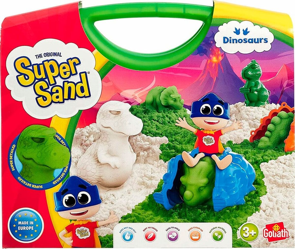 Super Sand - Dinosaurs - Legesand Kuffert Sæt Til Børn