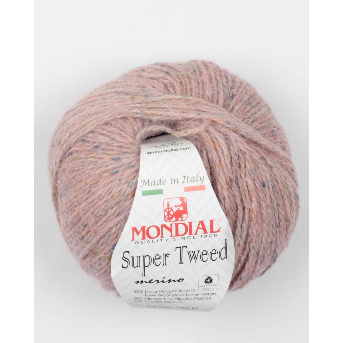 Super Tweed fra Mondial i mange farver - 423 Rosa - 20% Viskose, 50% Merinould, 30% Alpaka