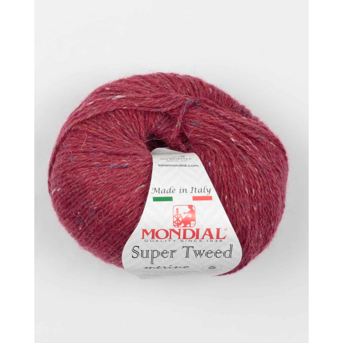 Super Tweed fra Mondial i mange farver - 424 Lys bordeaux - 20% Viskose, 50% Merinould, 30% Alpaka