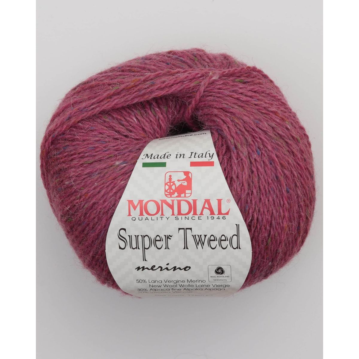 Super Tweed fra Mondial i mange farver - 436 Støvet cerise - 20% Viskose, 50% Merinould, 30% Alpaka