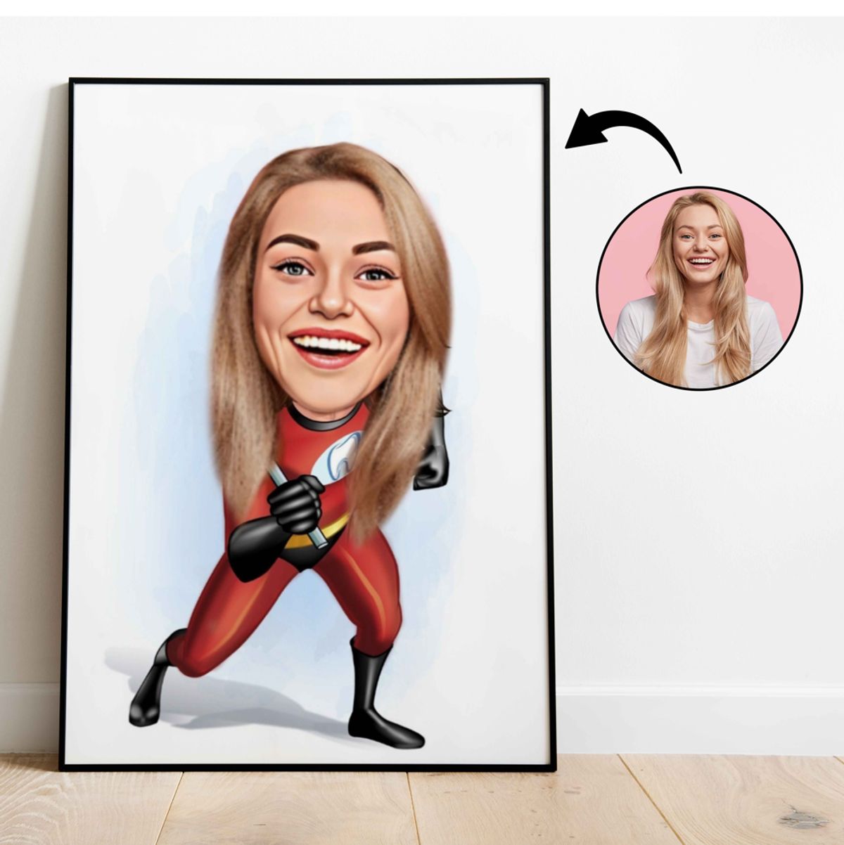 Superhelt tema51 (1 person) - karikaturtegning efter dine fotos