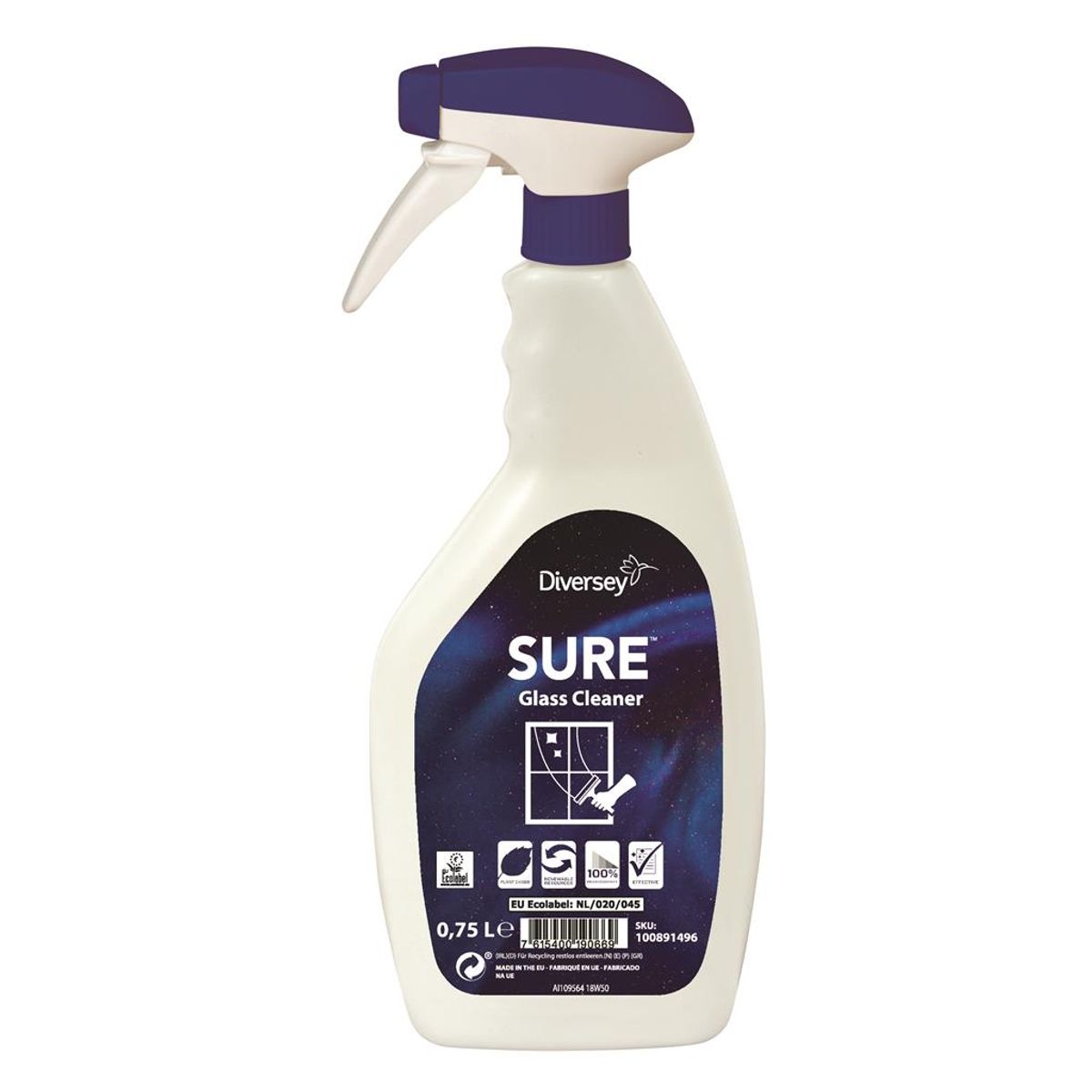 SURE Glass Cleaner, plantebaseret glasrens, 750 ml