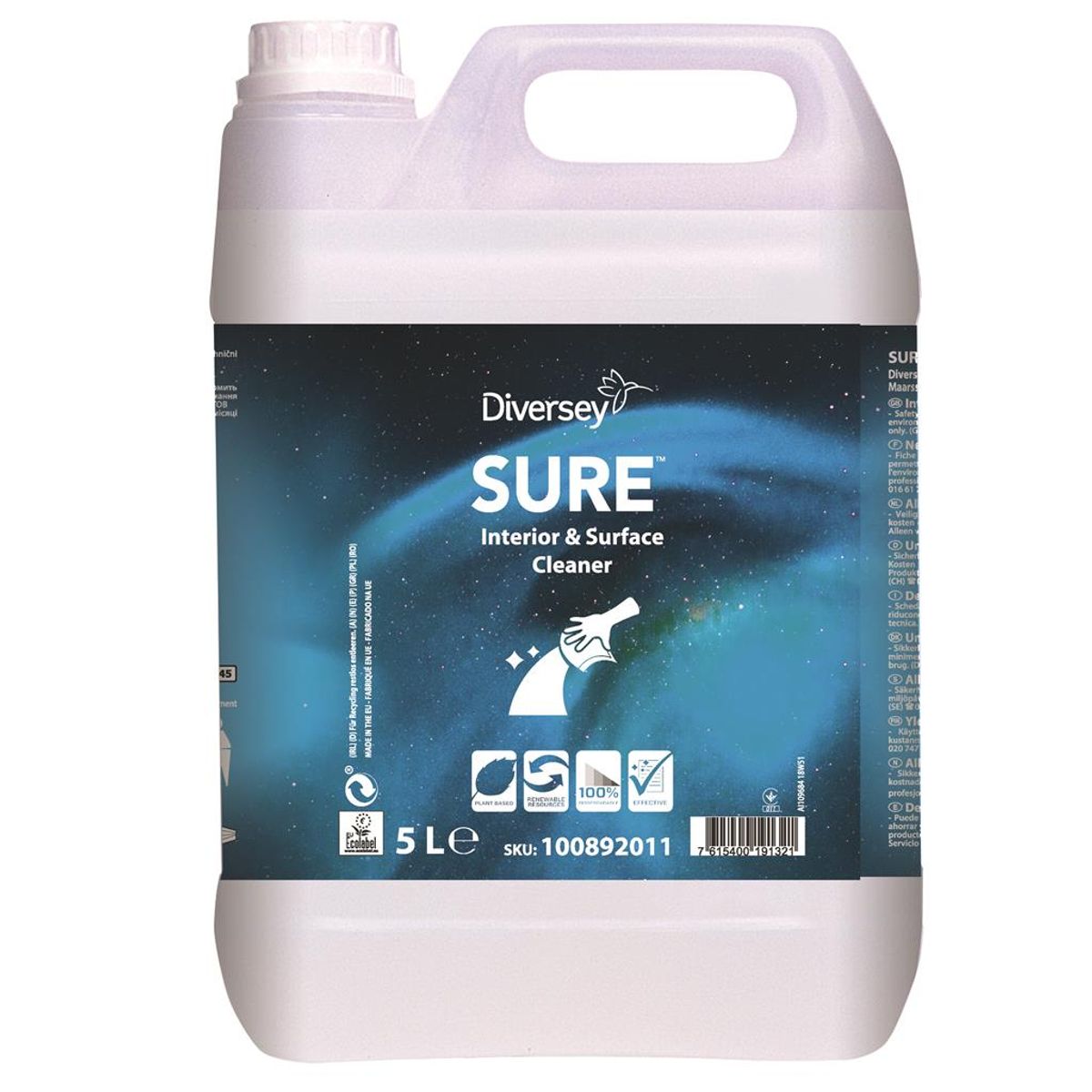 SURE Interior & Surface Cleaner, plantebaseret universal rengøringsmiddel, 5 L