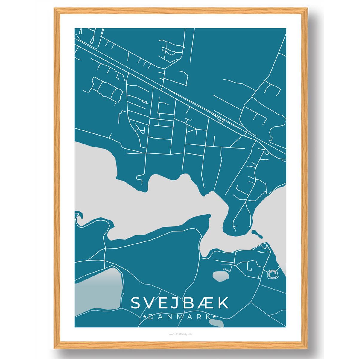 Svejbæk by plakat - blå (Størrelse: S - 21x29,7cm (A4))