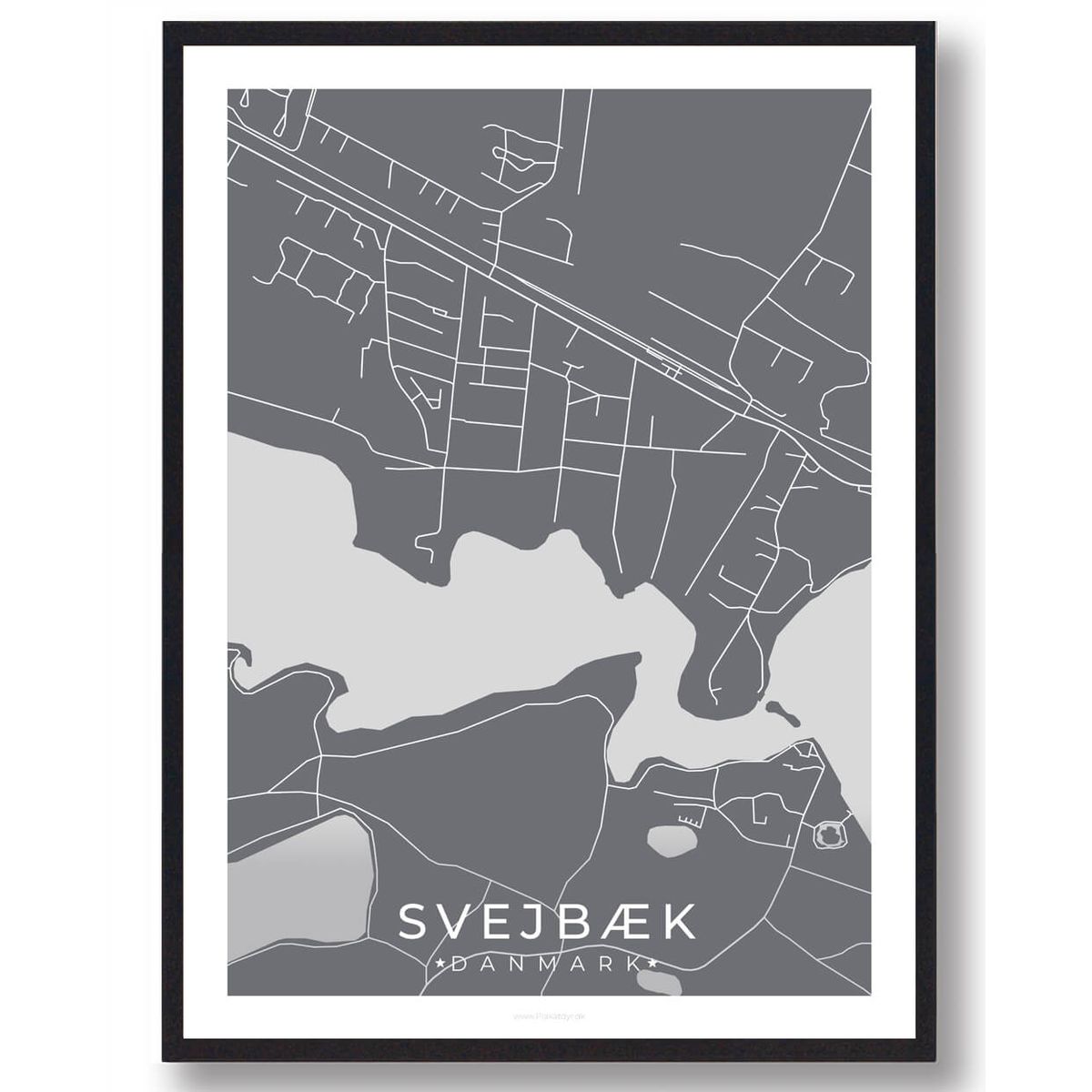 Svejbæk by plakat - grå (Størrelse: S - 21x29,7cm (A4))