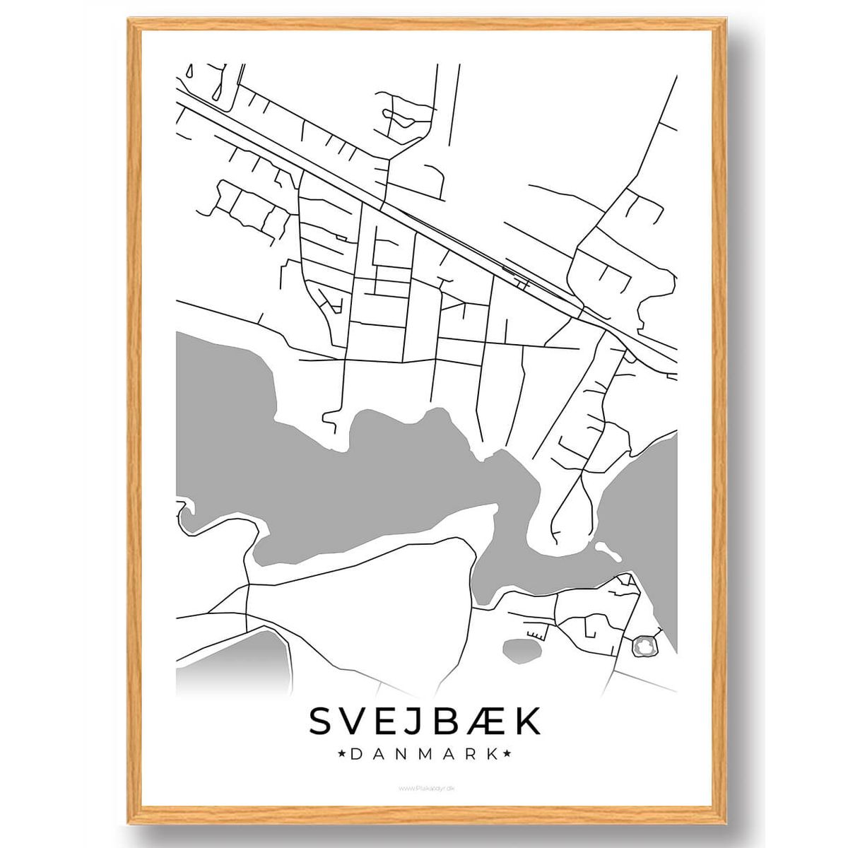 Svejbæk by plakat - hvid (Størrelse: L - 50x70cm (B2))