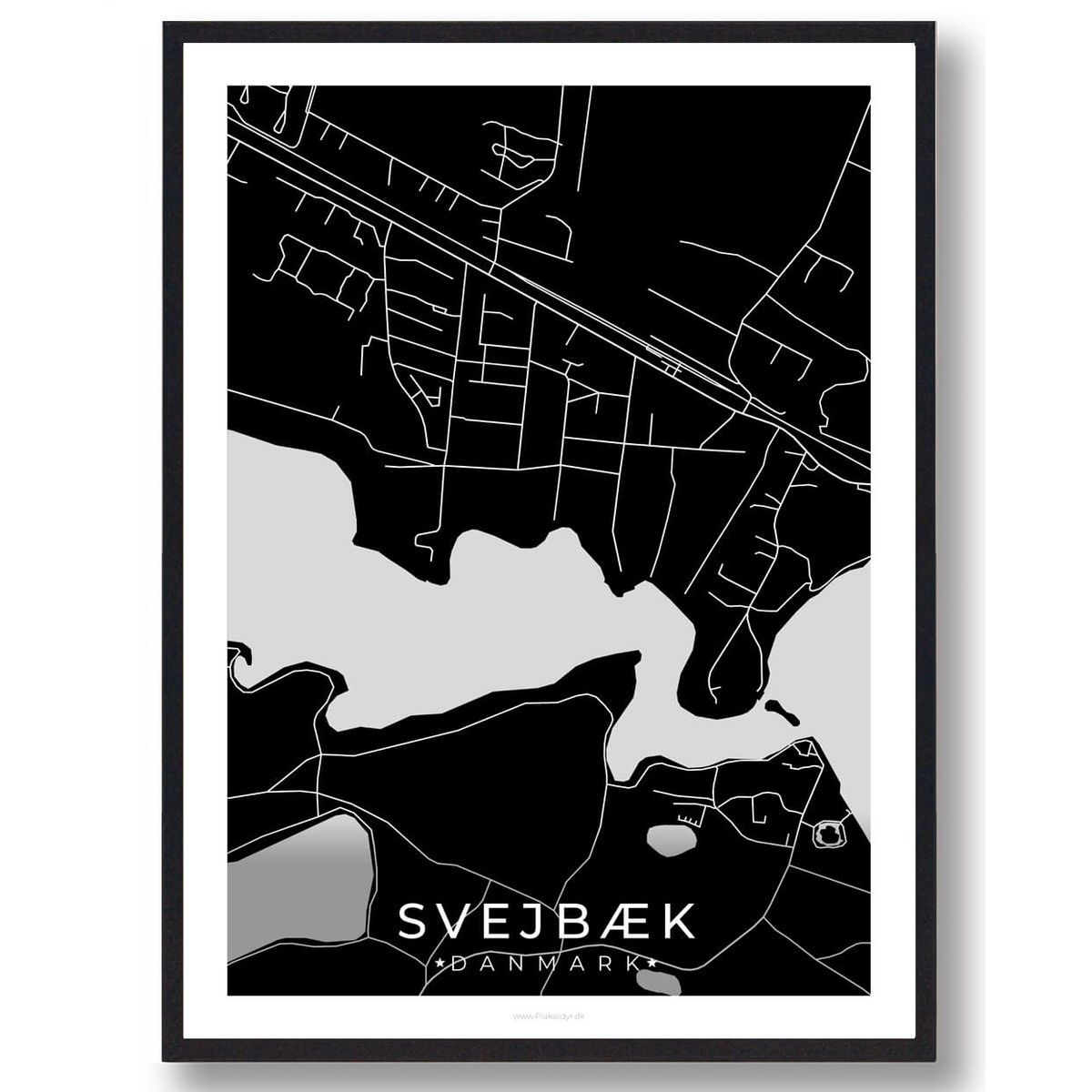 Svejbæk by plakat - sort (Størrelse: XS - 15x21cm (A5))