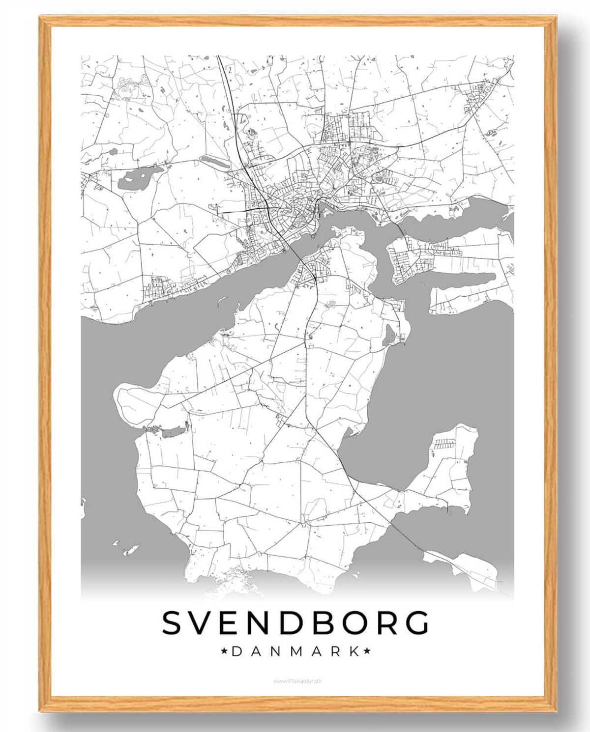 Svendborg by plakat - hvid (Størrelse: L - 50x70cm (B2))