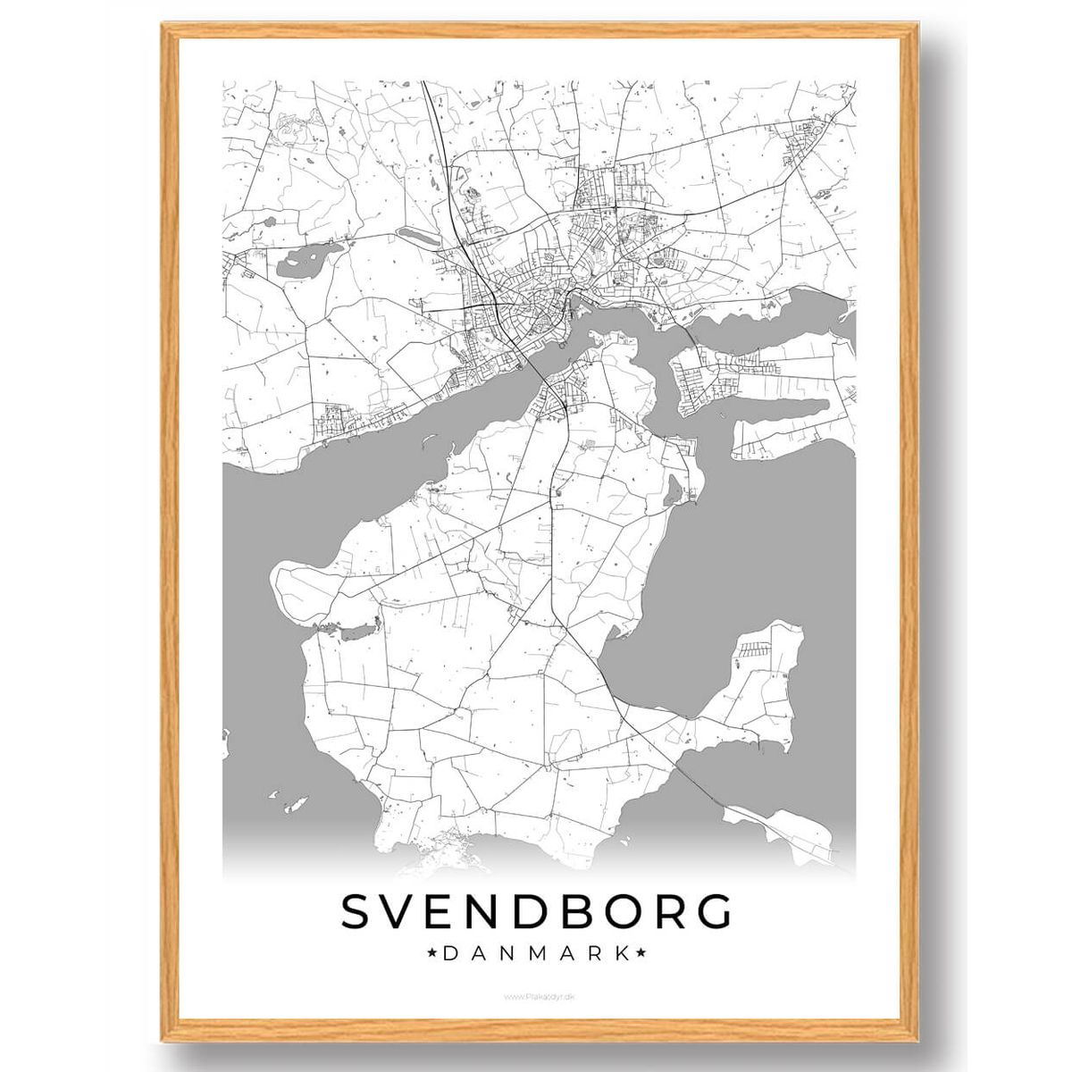 Svendborg by plakat - hvid (Størrelse: XS - 15x21cm (A5))