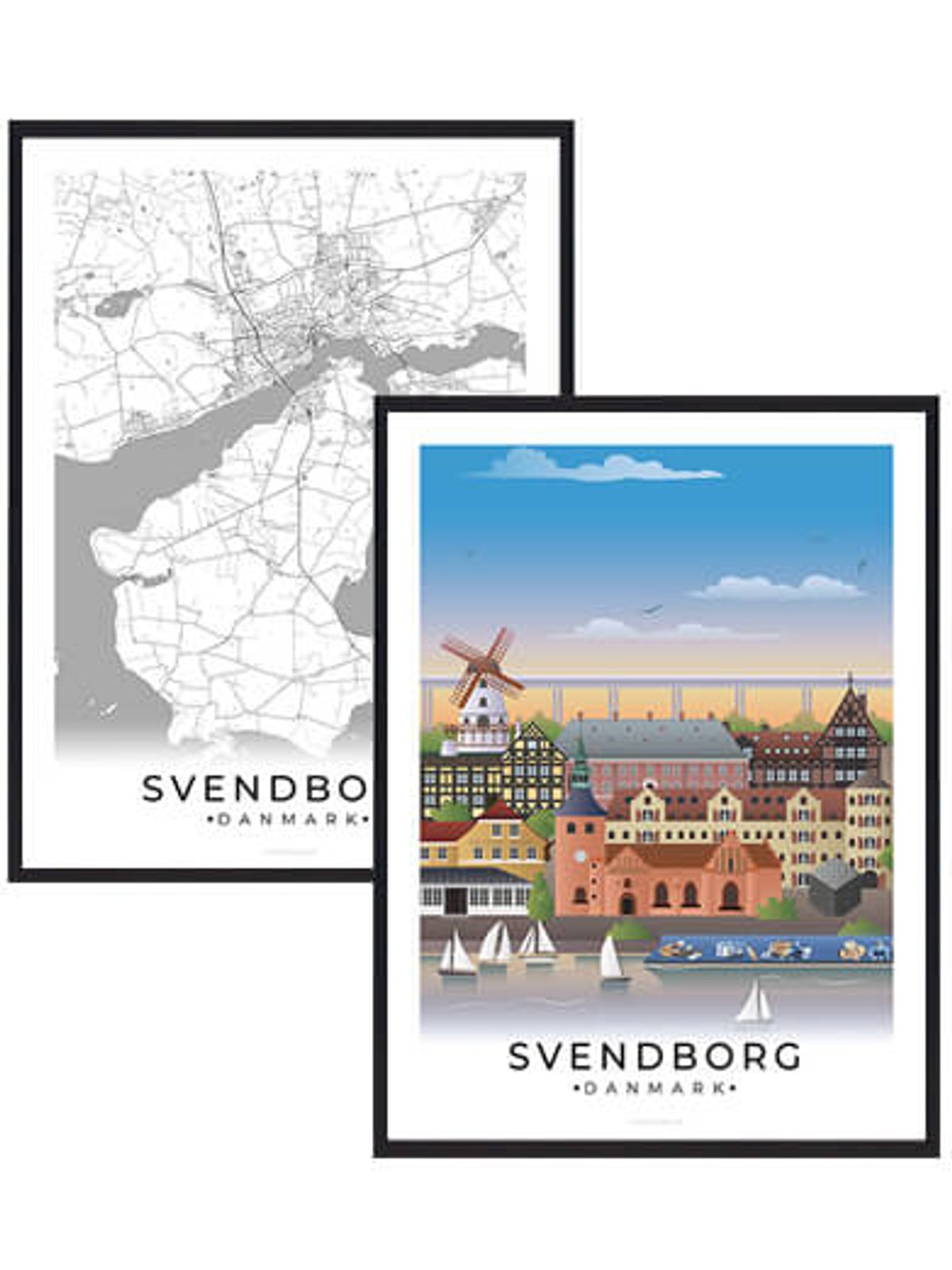 Svendborg byplakatsæt (Størrelse: M - 30x40cm)