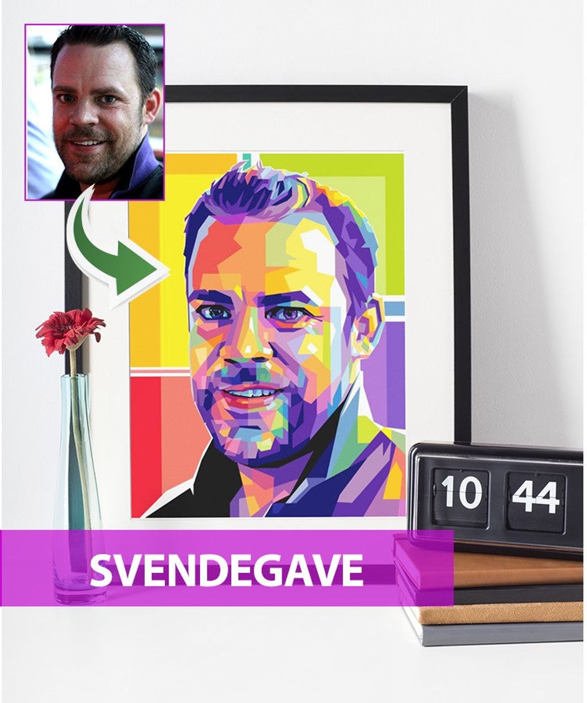 Svendegave - pop art tegning efter dine fotos