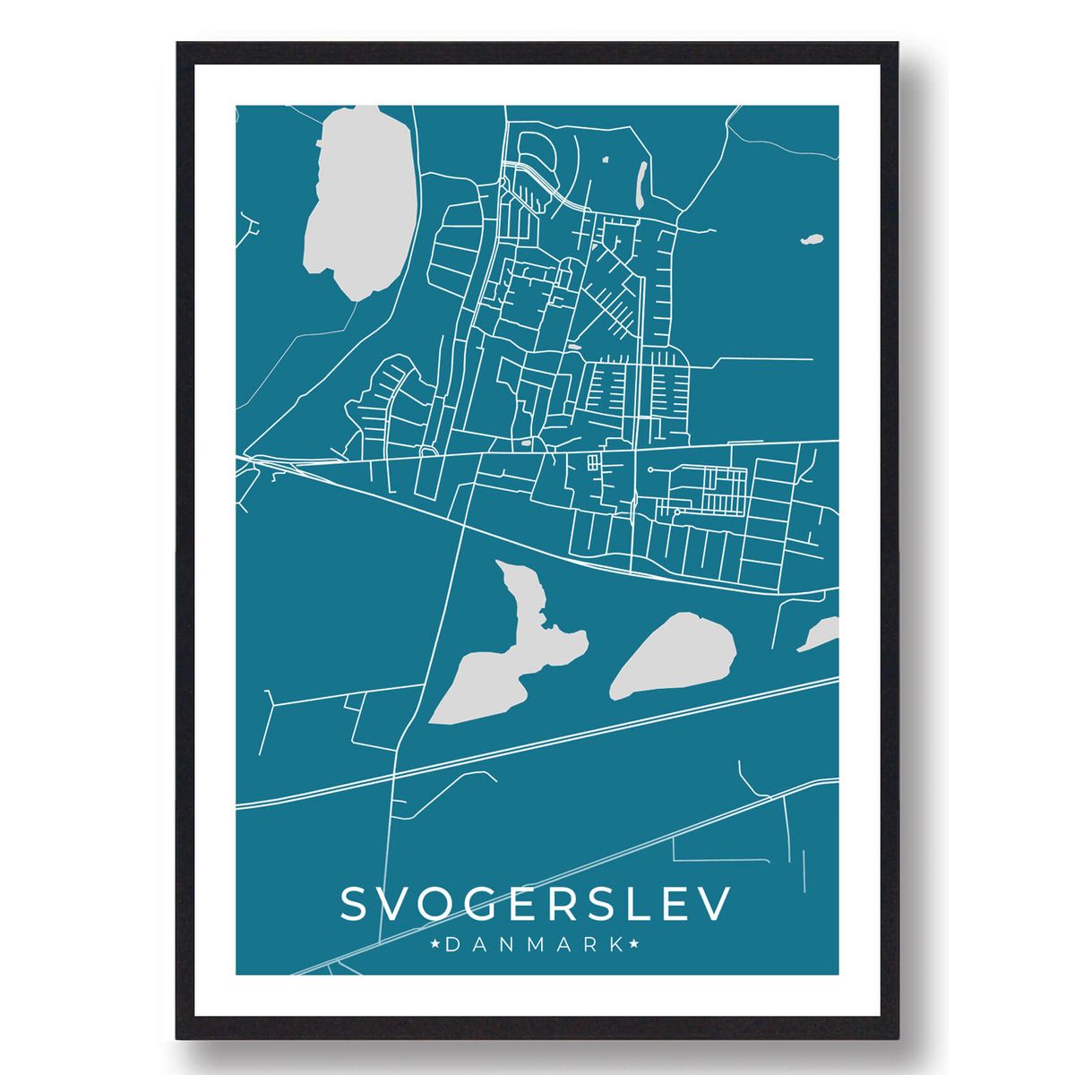 Svogerslev by plakat - blå (Størrelse: L - 50x70cm (B2))