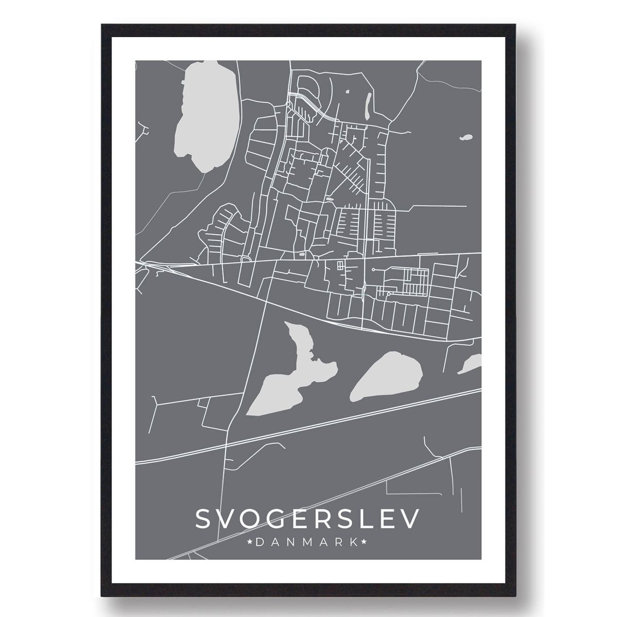 Svogerslev by plakat - grå (Størrelse: M - 30x40cm)