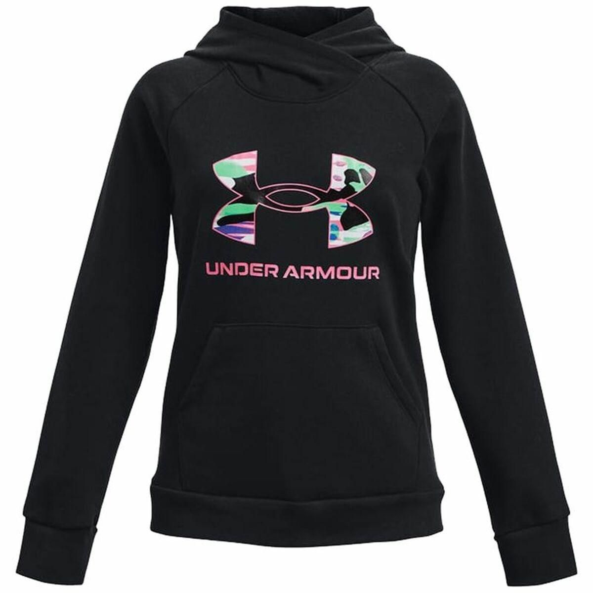 Sweatshirt med hætte til piger Under Armour Rival Big Logo Sort 8 år