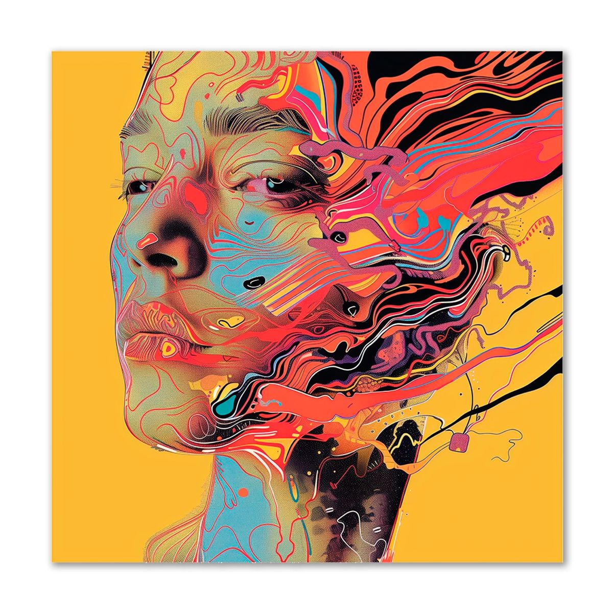 Swiring Face - 100x100 cm. - Ingen