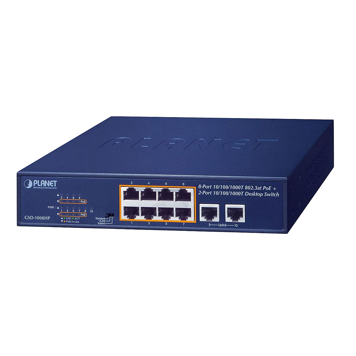 Switch 8-Port 10/100/1000T 802.3at PoE + 2-Port 10/100/1000T, 120W