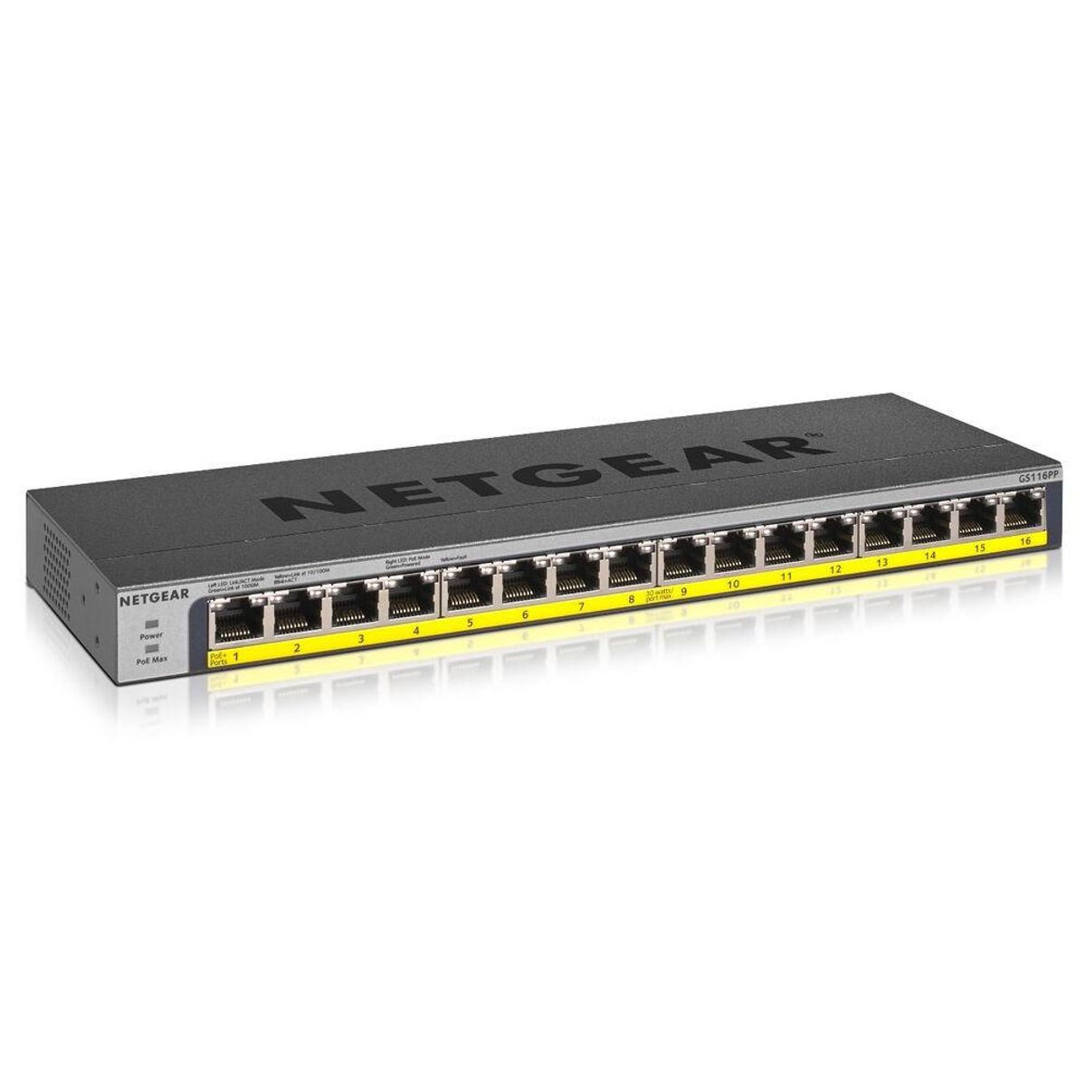 Switch Netgear GS116PP-100EUS 32 Gbps Sort