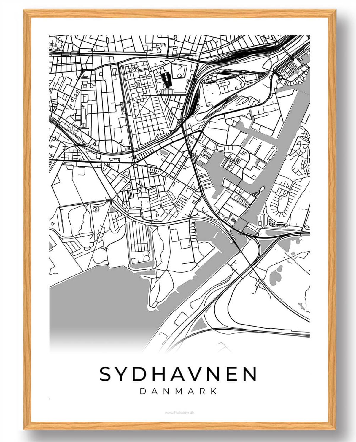 Sydhavnen by plakat - hvid (Størrelse: L - 50x70cm (B2))